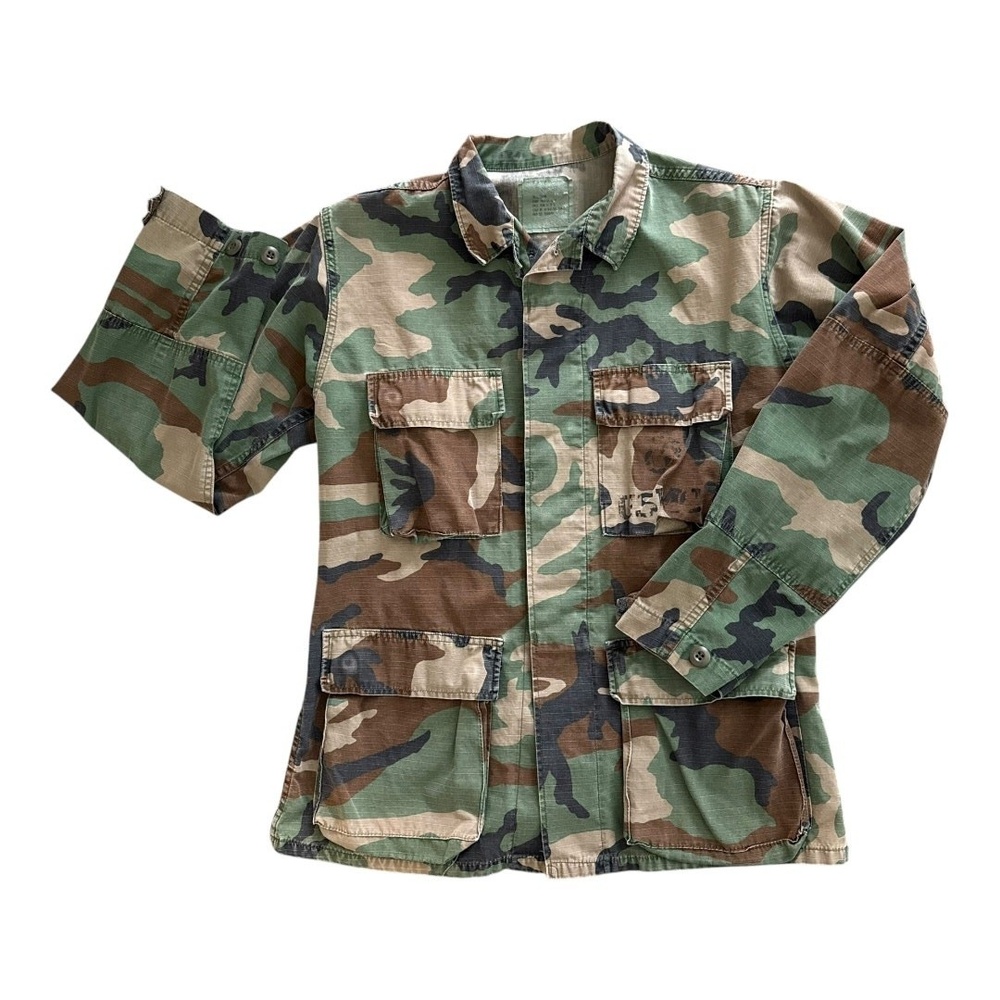US Army M81 Woodland Camouflage BDU Jacket Vintage Uniform Small